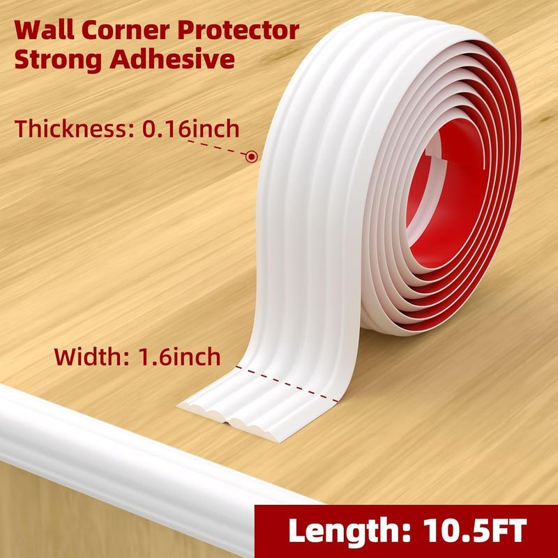 Duzzy Wall Corner Protector Trim, 10.5 Feet Flexible Inside & Outside Corner Guard Trim, Peel and Stick Corner Molding, Self-Adhesive Strip for Wall Edge, Ceiling, Door Frames, Countertop - Image 2
